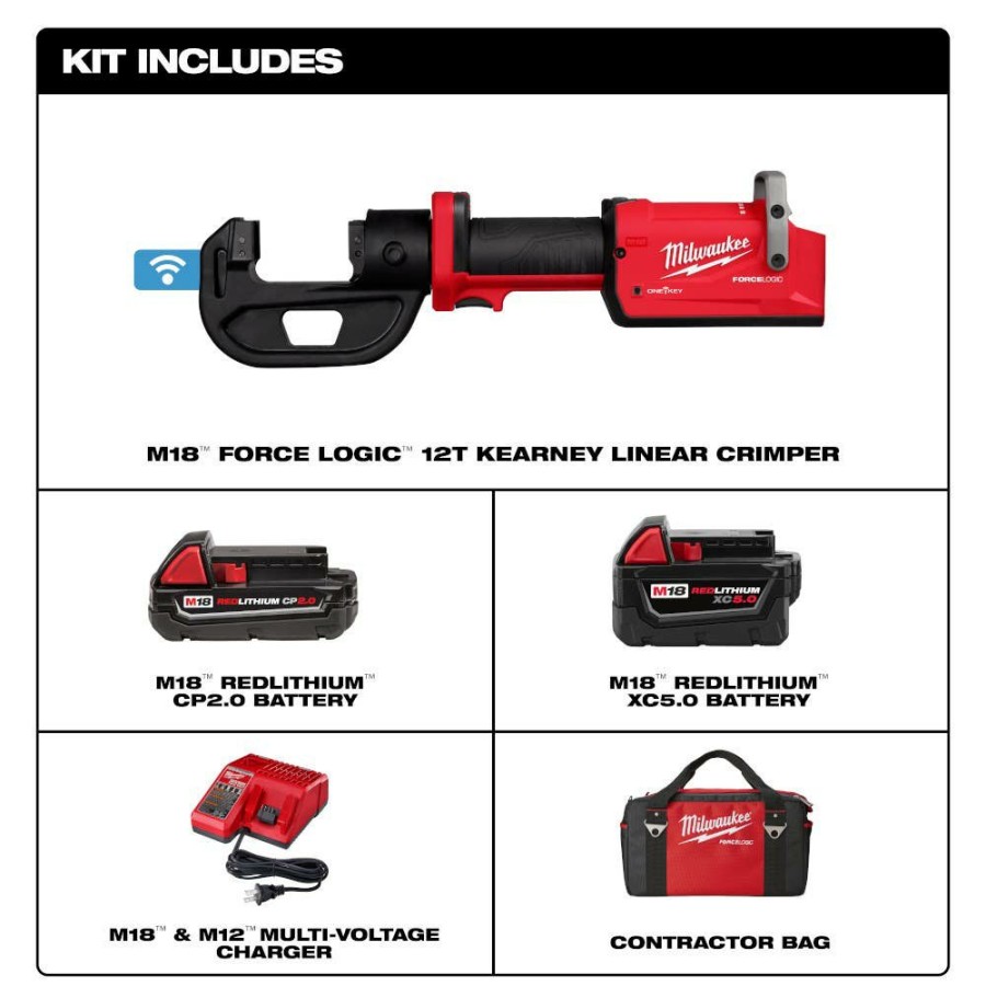 Power Tools Milwaukee Tools | Milwaukee M18 Force Logic 12T Kearney Linear Crimper 2878K-22