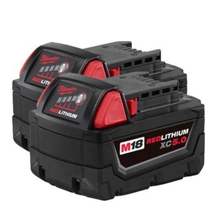 Power Tools Milwaukee Tools | Milwaukee M18 Red Lithium 5.0 Ah Xc Battery 2 Pack 48-11-1852