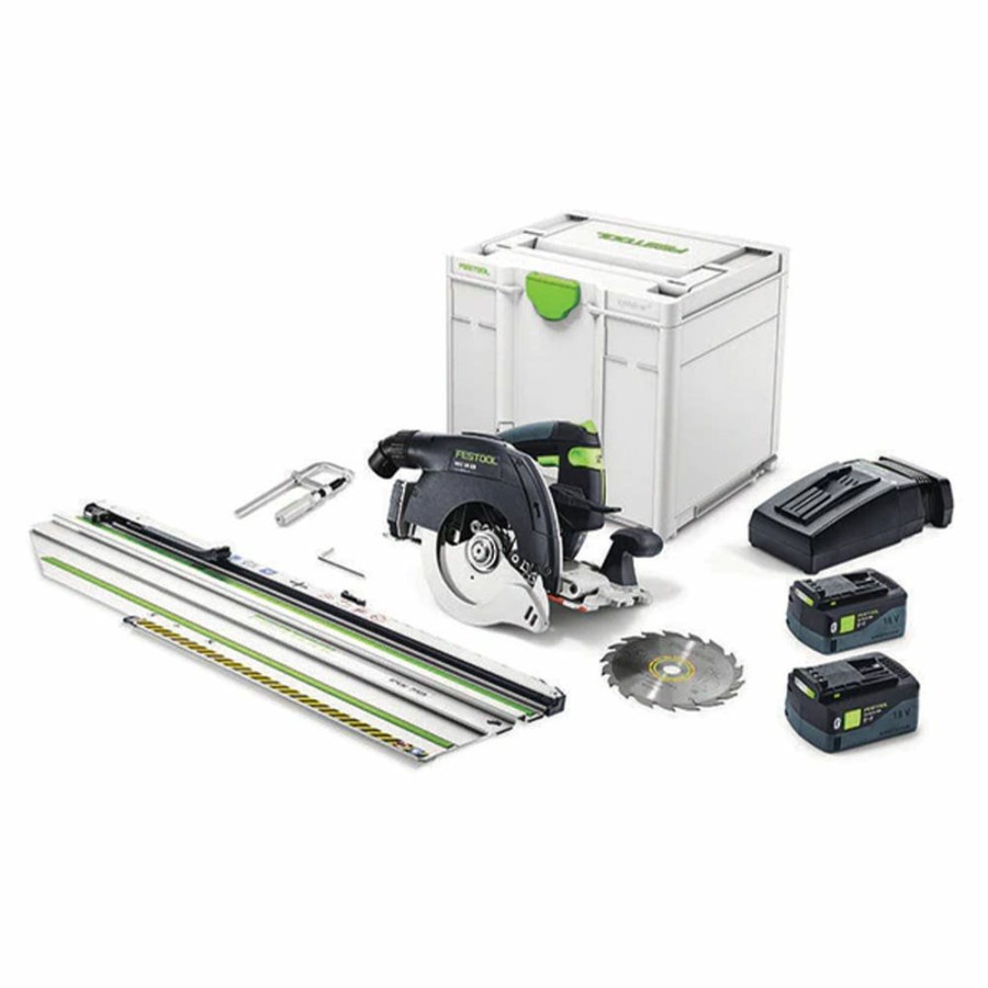 Power Tools Festool | Festool 18V Cordless Hkc 55 Eb Cordless Circular Saw W/Rail Kit 577663