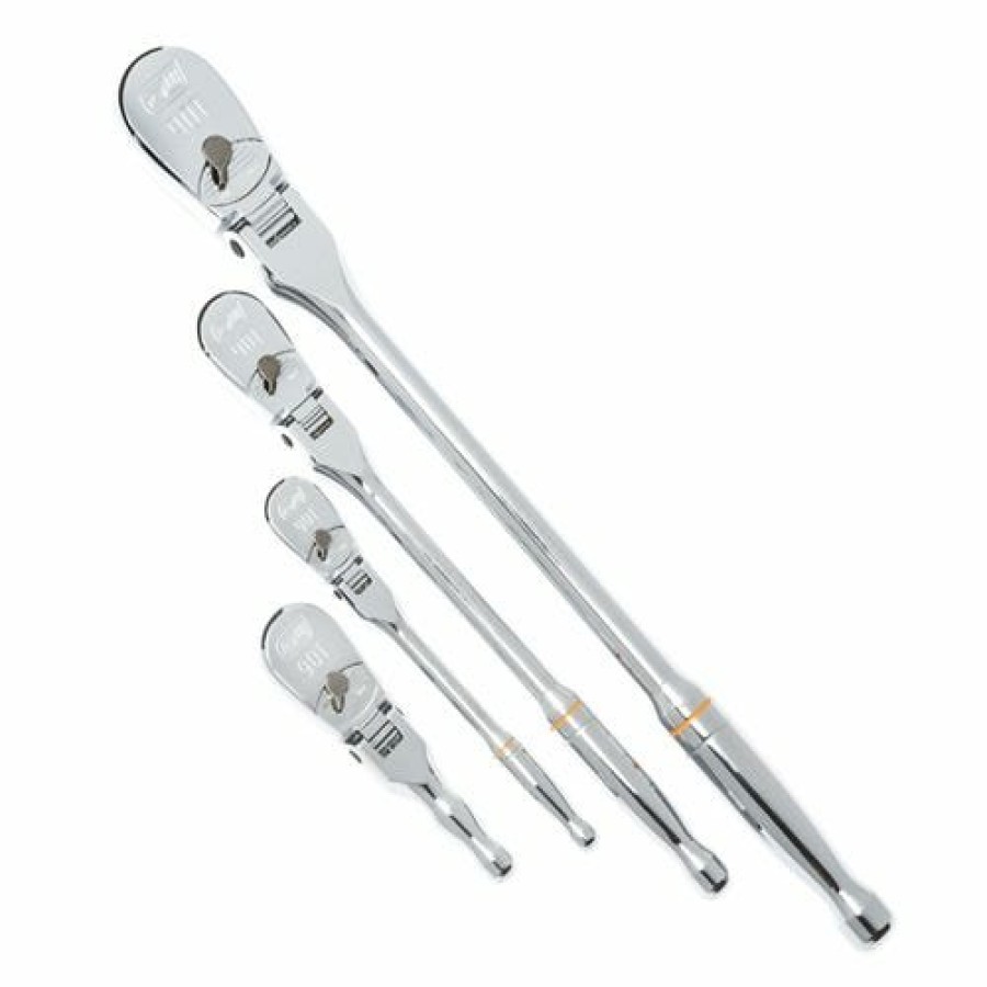 Hand Tools Gearwrench Tools | Gearwrench 4 Pc. 1/4", 3/8" & 1/2" Drive 90-Tooth Flex Head Teardrop Ratchet Set 81230T