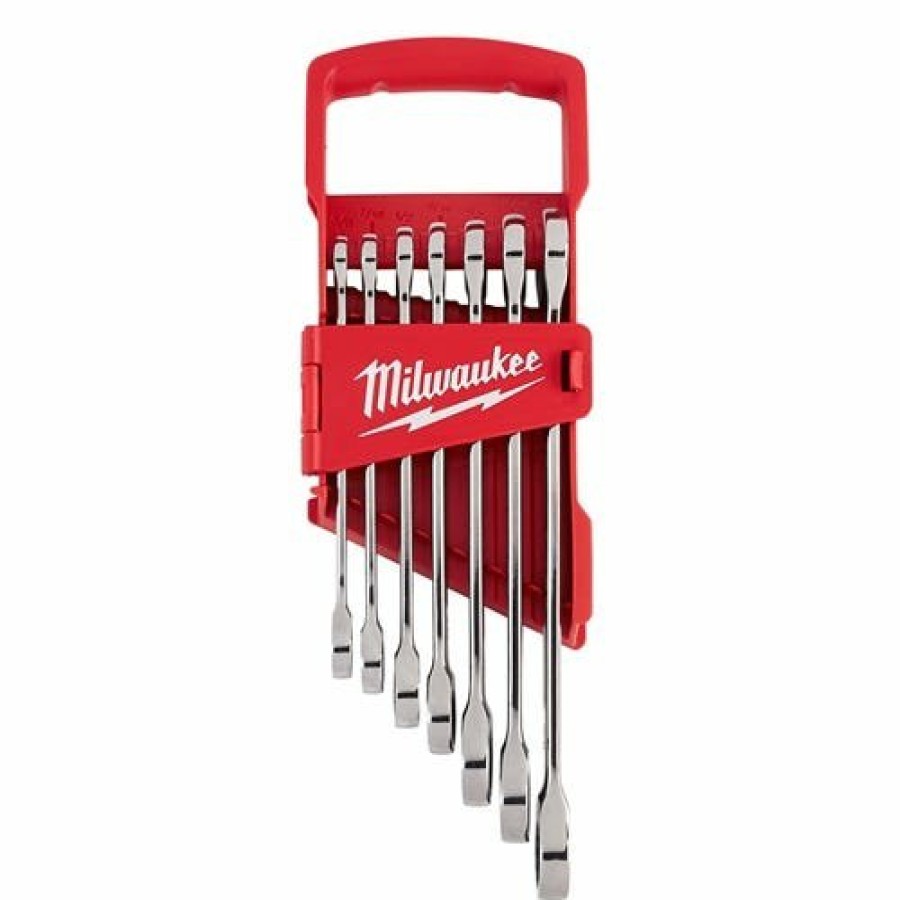 Hand Tools Milwaukee Tools | Milwaukee Sae Ratcheting Combination Wrench Set 7 Piece 48-22-9406