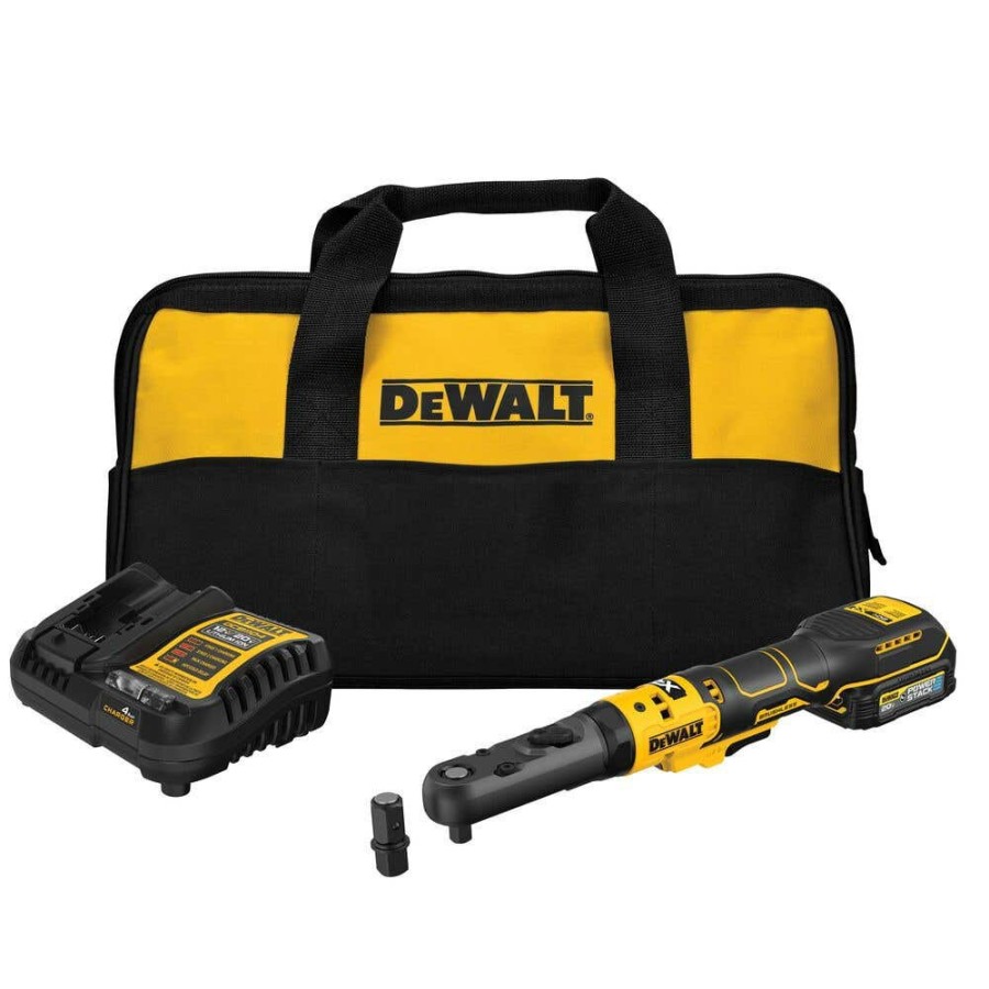 Power Tools DeWalt | Dewalt 20V Max* Xr Brushless Cordless 3/8" & 1/2" Sealed Head Ratchet With Dewalt Powerstack Dcf510Ge1