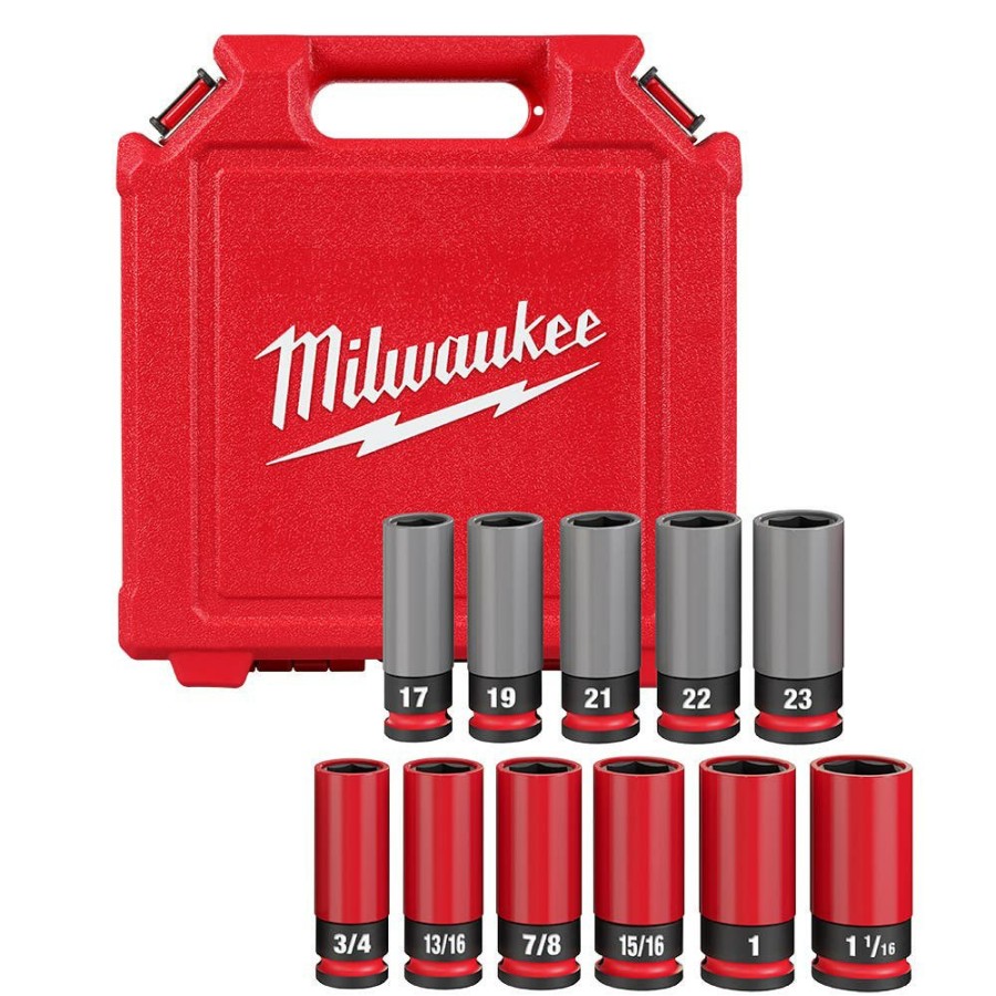 Accessories Milwaukee Tools | Milwaukee Shockwave Impact Duty 1/2 Drive Sae & Metric 11Pc Lug Nut Wheel Socket Set 49-66-7833