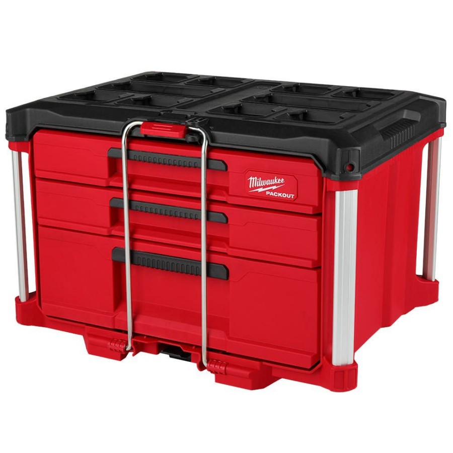 Hardware & Jobsite Supplies Milwaukee Tools | Milwaukee Packout Multi-Depth 3-Drawer Tool Box 48-22-8447