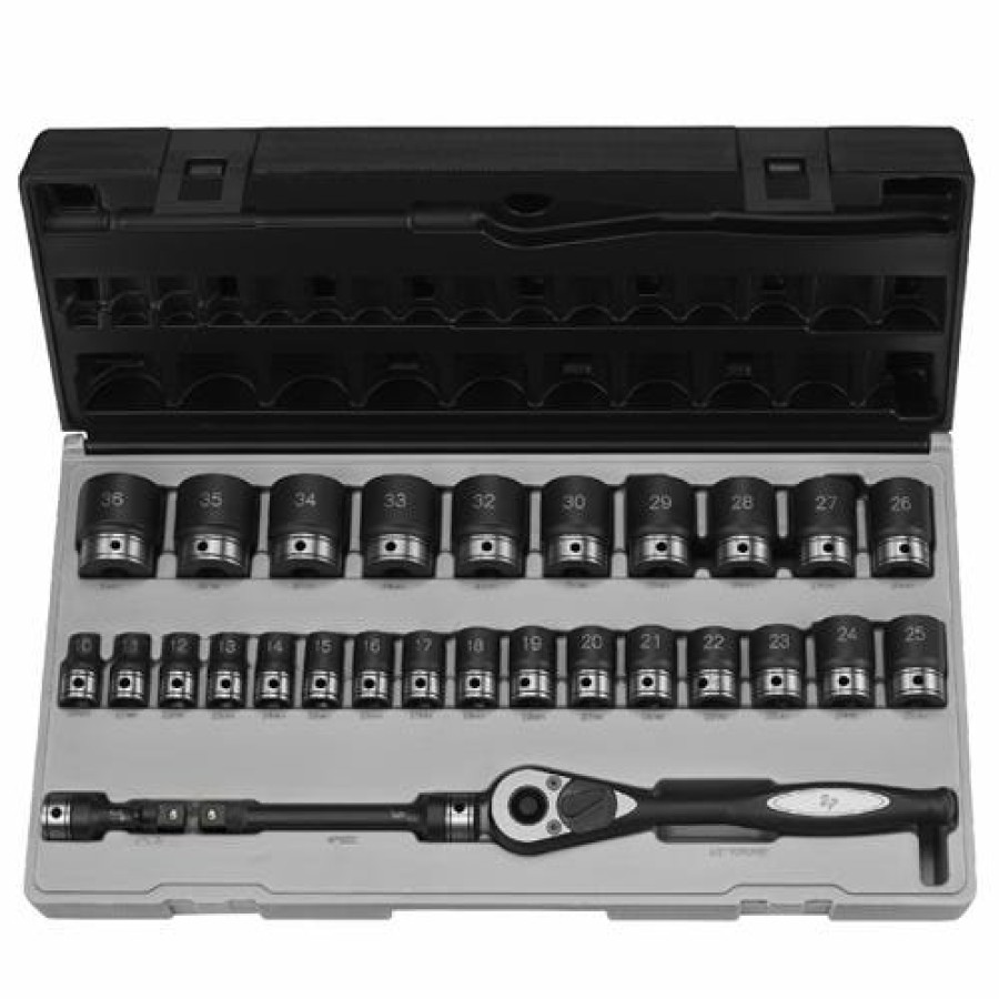 Hand Tools Grey Pneumatic Sockets | Grey Pneumatic 29 Piece 1/2" Drive Metric 6 Point Standard Duo-Socket Set 82629M