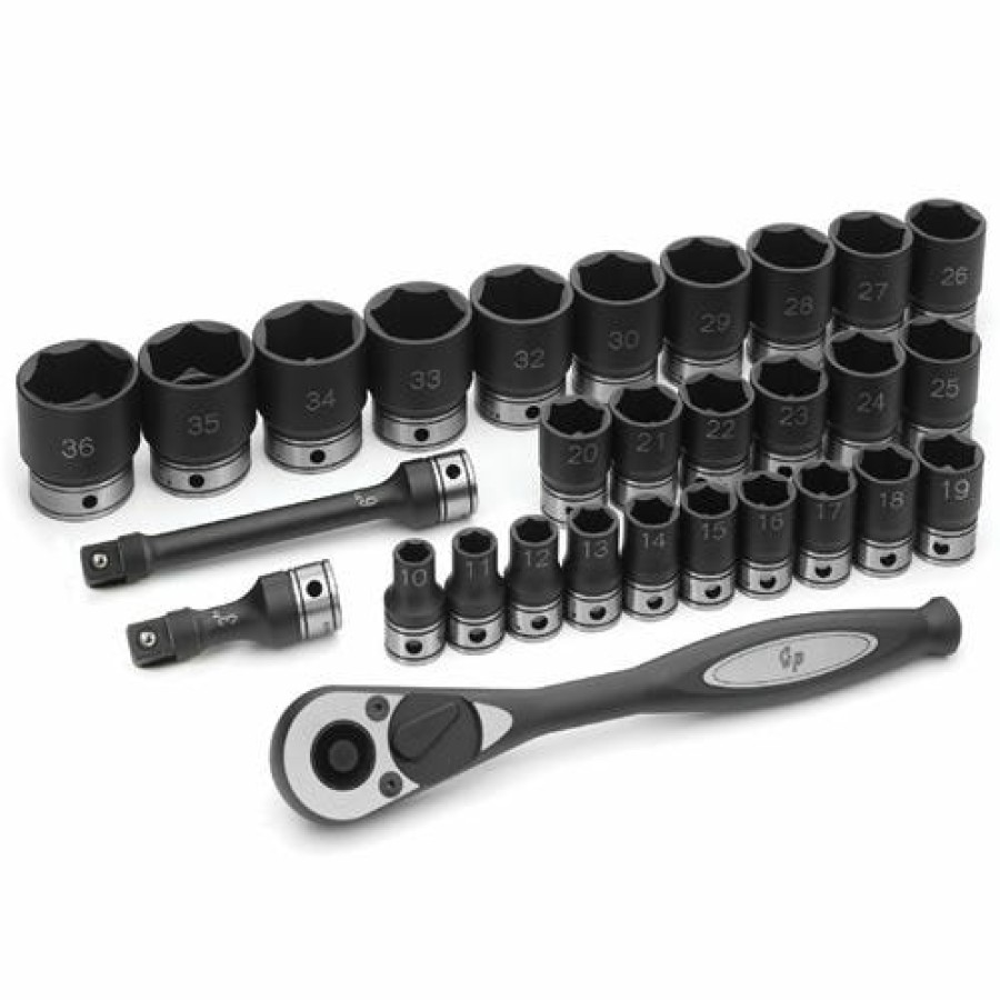 Hand Tools Grey Pneumatic Sockets | Grey Pneumatic 29 Piece 1/2" Drive Metric 6 Point Standard Duo-Socket Set 82629M