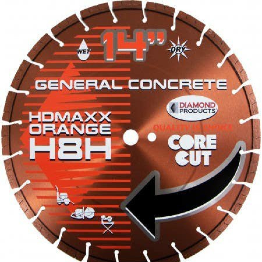 Accessories Diamond Products | Diamond Products 18" X .125" Hd Maxx Orange Wet/Dry High Speed Blade H8H Concrete 1" Arbor 11556