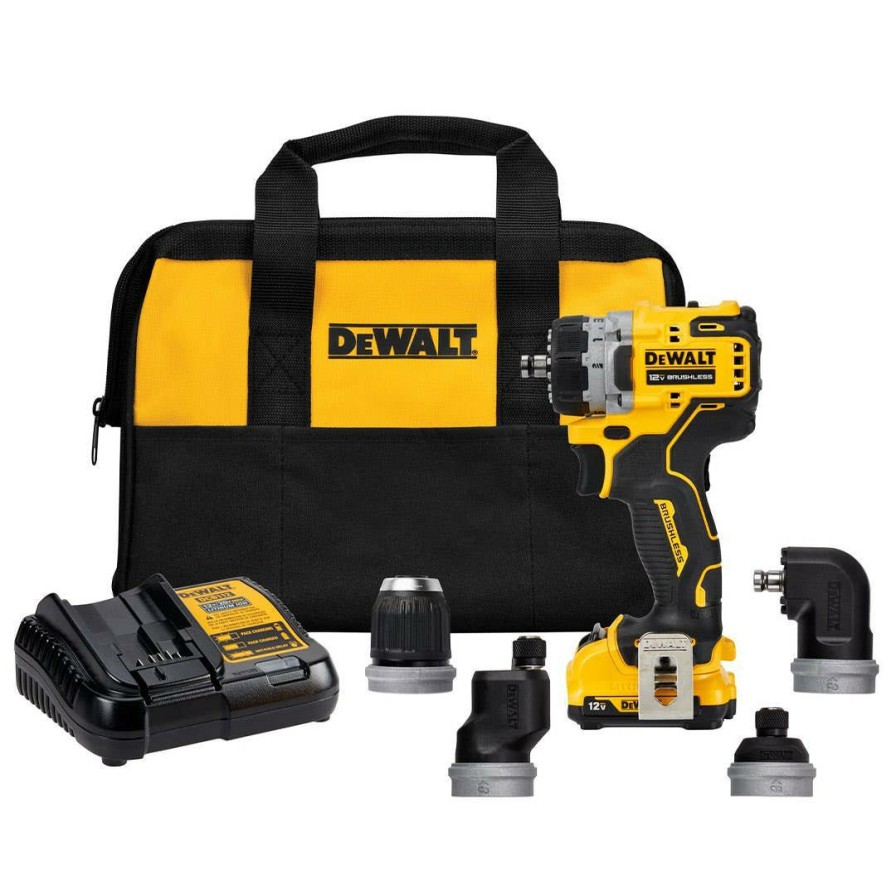 Power Tools DeWalt | Dewalt Xtreme 12V Brushless 5-In-1 Interchangeable Chuck Drill/Driver (2.0Ah) Kit Dcd703F1