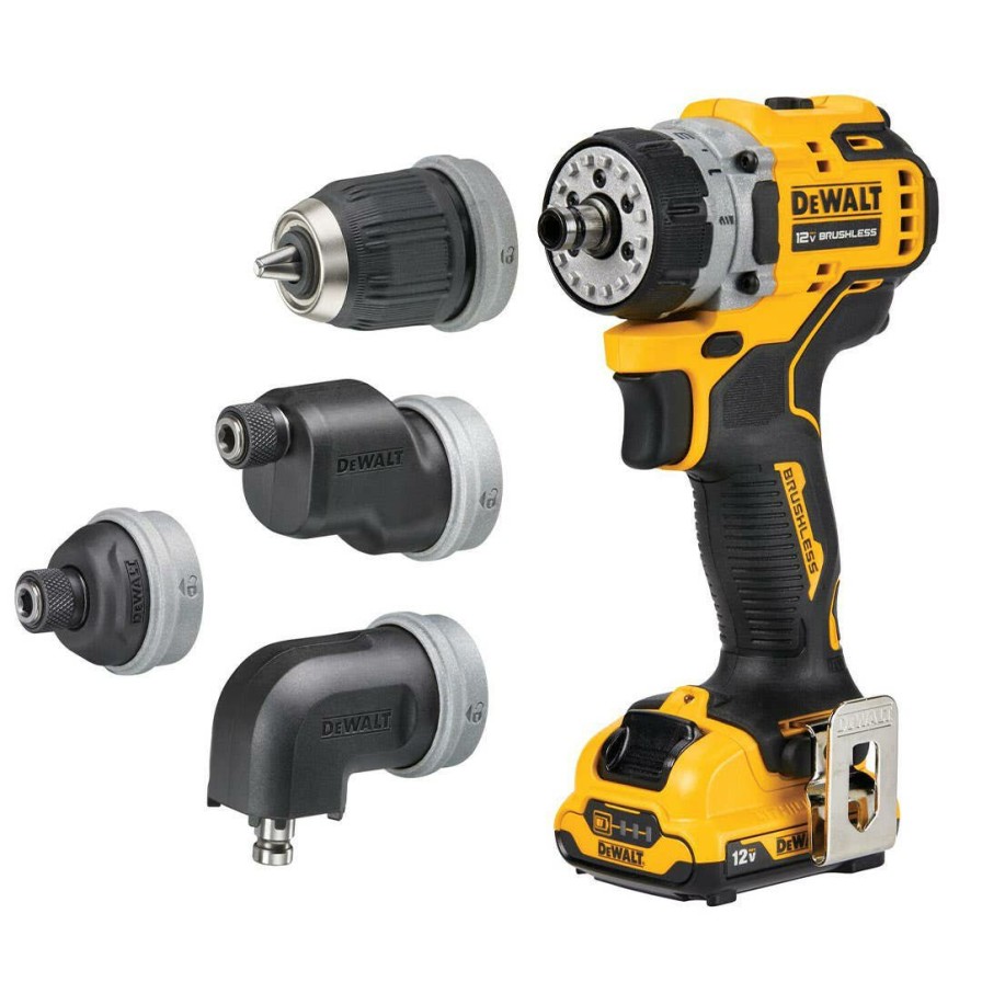 Power Tools DeWalt | Dewalt Xtreme 12V Brushless 5-In-1 Interchangeable Chuck Drill/Driver (2.0Ah) Kit Dcd703F1