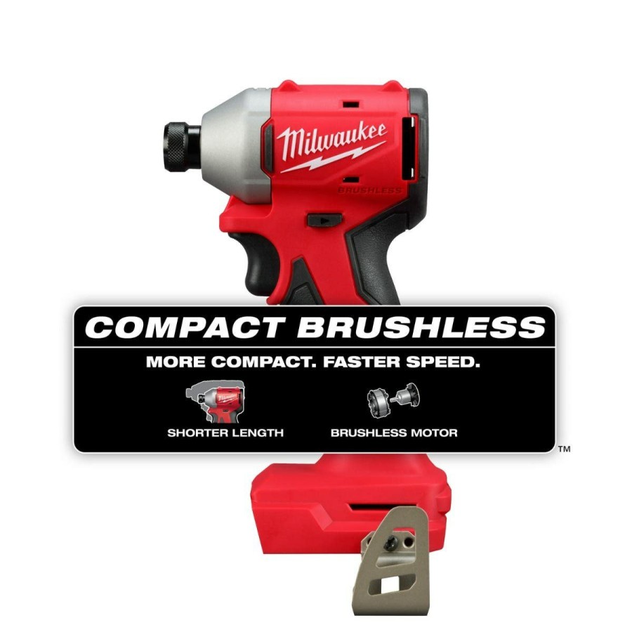 Power Tools Milwaukee Tools | Milwaukee M18 Compact Brushless 1/4" Hex Impact Driver Bare Tool 3650-20