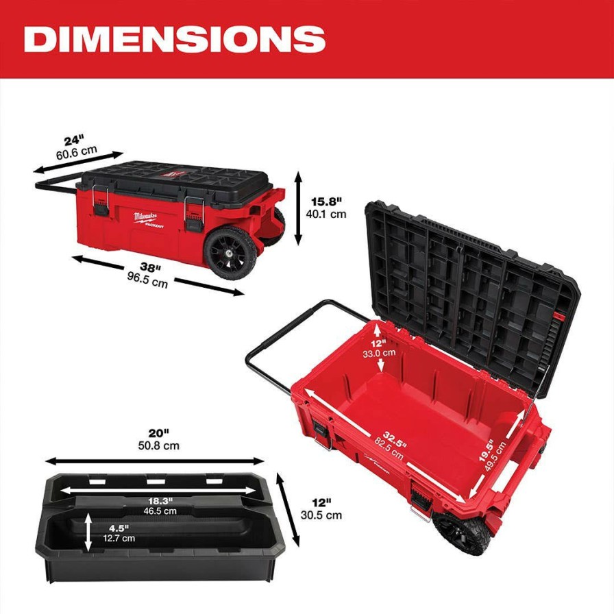 Hardware & Jobsite Supplies Milwaukee Tools | Milwaukee Packout Rolling Tool Chest 48-22-8428