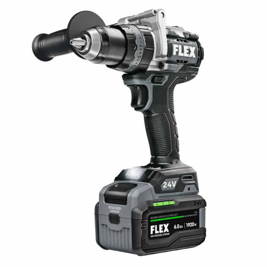 Power Tools FLEX | Flex 24V 1/2" Hammer Drill Turbo Mode Kit (6.0Ah Stacked) Fx1271T-1H