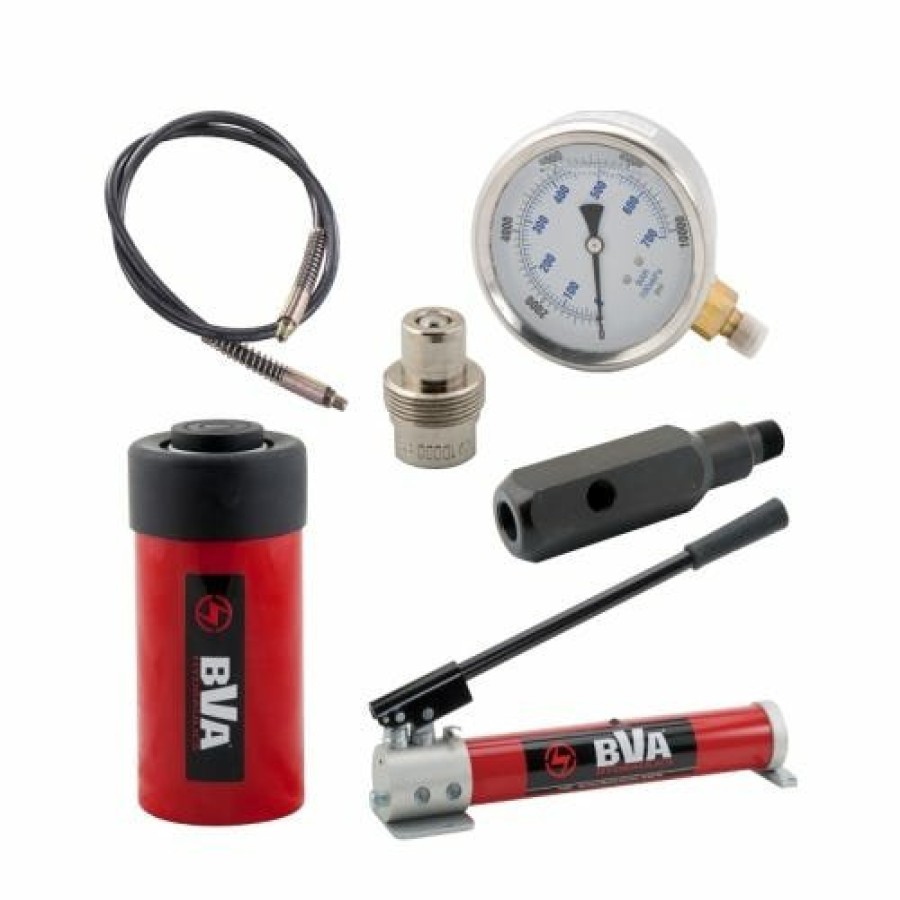 Power Tools BVA Hydraulics | Bva 10 Ton 10" Stroke Hydraulic Cylinder Set With P1000 Hand Pump Sp10-1010