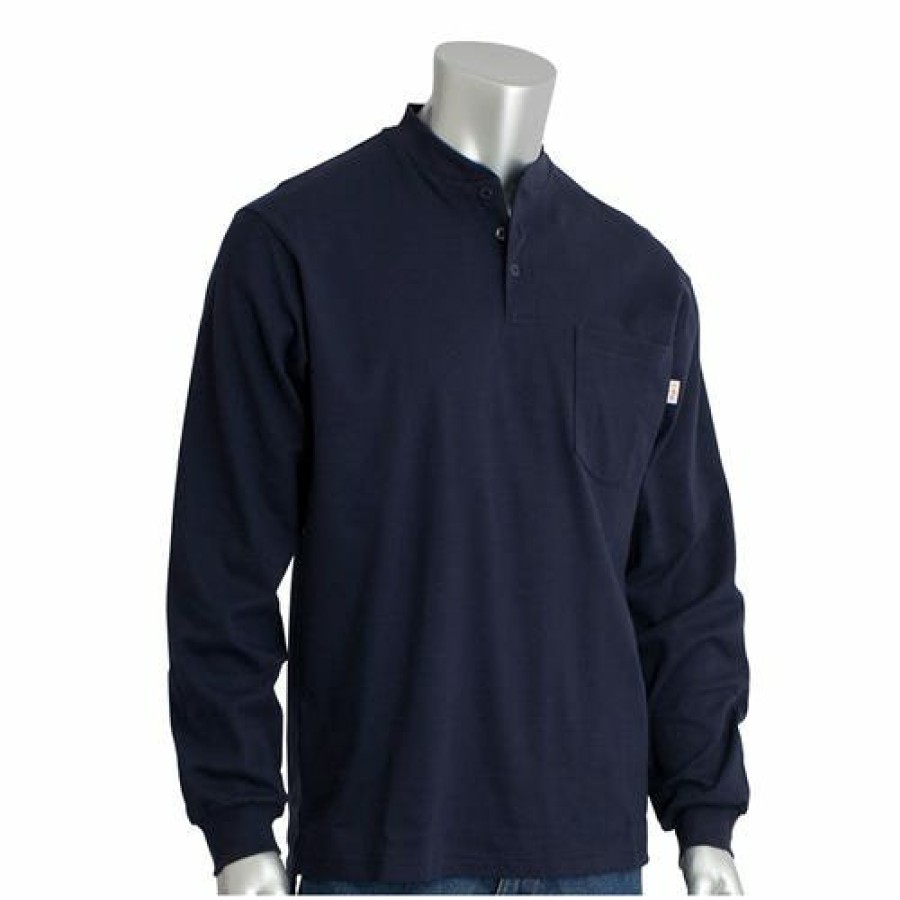 Safety & Work Wear PIP Safety / West Chester | Pip Ar/Fr Navy Blue Long Sleeve Henley 385-Frhn-Nv 3X Pip385-Frhn-(Nv)