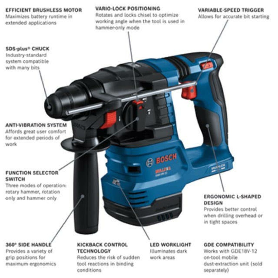 Power Tools Bosch Power Tools | Bosch 18V Brushless Sds-Plus Bulldog 3/4 In. Rotary Hammer Kit Gbh18V-22K24