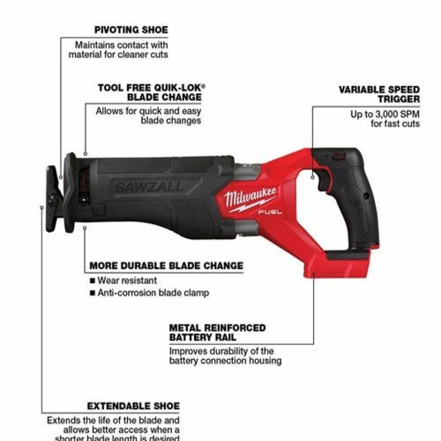 Power Tools Milwaukee Tools | Milwaukee M18 Fuel Sawzall Recip Saw (Bare Tool) 2821-20