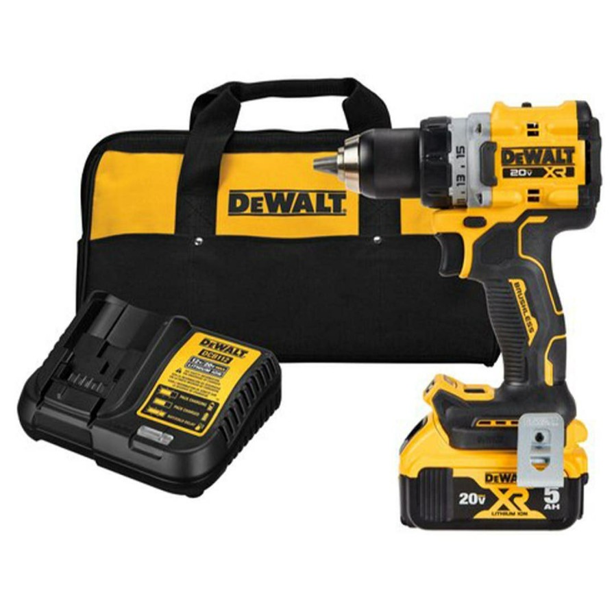 Power Tools DeWalt | Dewalt 20V Max Xr Brushless Cordless 1/2" Drill/Driver 1-Battery (5Ah) Kit Dcd800P1