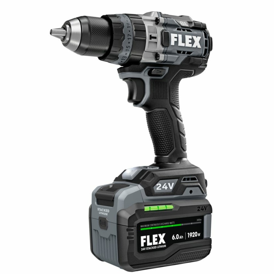 Power Tools FLEX | Flex 24V 1/2" Hammer Drill And Impact Driver Combo Kit (3.5Ah/6.0Ah Stacked) Fxm202-2G