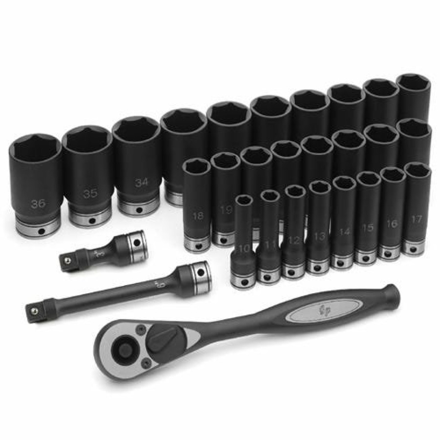 Hand Tools Grey Pneumatic Sockets | Grey Pneumatic 29 Piece 1/2" Drive Metric 6 Point Deep Duo-Socket Set 82629Md