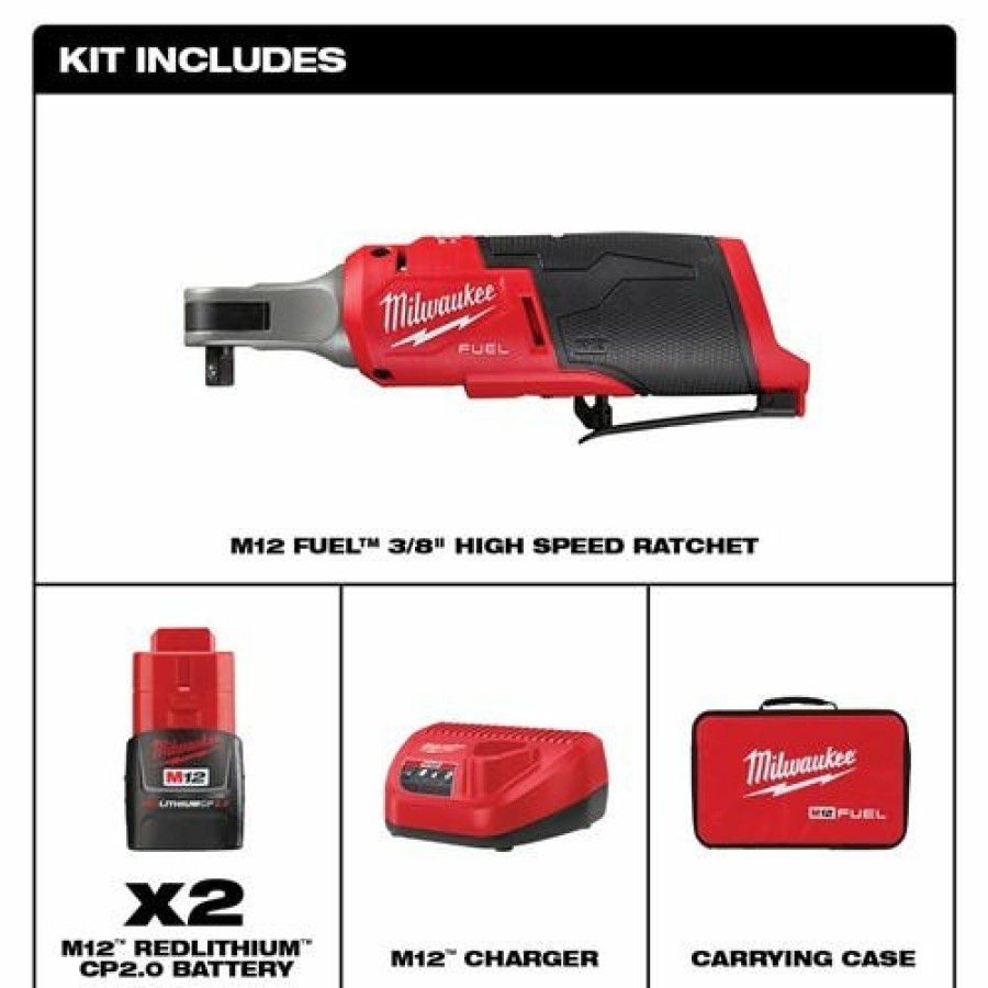 Power Tools Milwaukee Tools | Milwaukee M12 Fuel 3/8" High Speed Ratchet Kit 2567-22