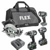 Power Tools FLEX | Flex 24V 1/2" Hammer Drill, Impact Driver, 7-1/4" Circular Saw, Work Light Kit (3.5Ah/6.0Ah Stacked) Fxm403-2G