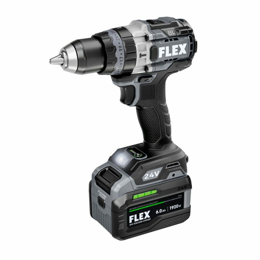 Power Tools FLEX | Flex 24V 1/2" Hammer Drill, Impact Driver, 7-1/4" Circular Saw, Work Light Kit (3.5Ah/6.0Ah Stacked) Fxm403-2G