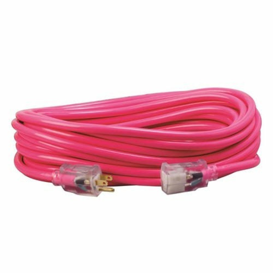 Hardware & Jobsite Supplies Southwire Tools & Equipment | Southwire 12/3 50' Sjtw Cool Pink Extension Cord W/ Lighted End 2578Sw000A