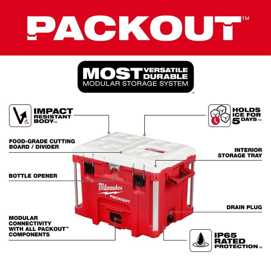 Hardware & Jobsite Supplies Milwaukee Tools | Milwaukee Packout 40Qt Xl Cooler 48-22-8462