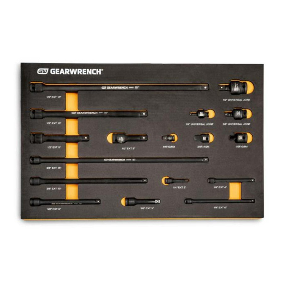 Hand Tools Gearwrench Tools | Gearwrench 17 Pc. 1/4", 3/8", 1/2" Impact Drive Tool Accessories Set With Eva Foam Tray 86524