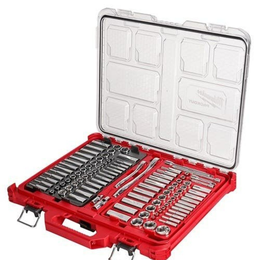 Hand Tools Milwaukee Tools | Milwaukee 1/4" & 3/8" Drive 106Pc Sae & Metric Ratchet & Socket Set Packout 48-22-9486