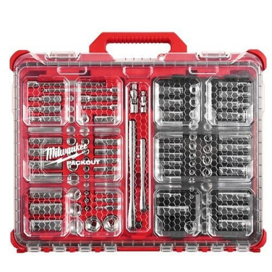 Hand Tools Milwaukee Tools | Milwaukee 1/4" & 3/8" Drive 106Pc Sae & Metric Ratchet & Socket Set Packout 48-22-9486