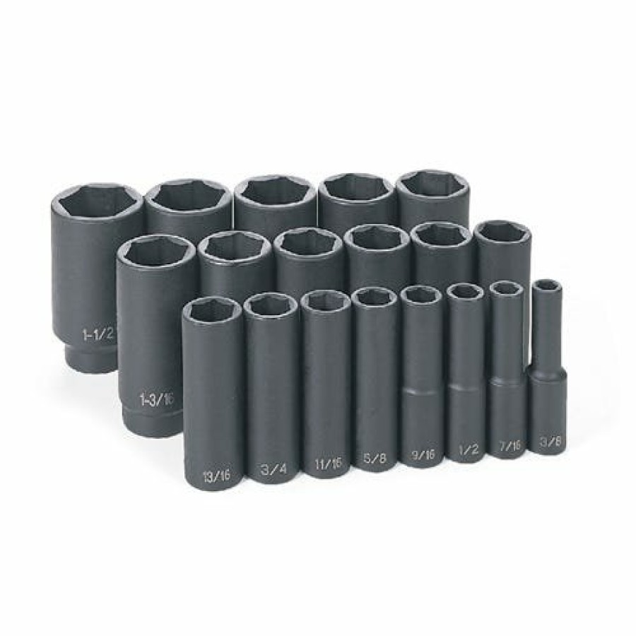 Accessories Grey Pneumatic Sockets | Grey Pneumatic 19 Piece 1/2" Drive Deep Length Impact Set (Sae) 1319D