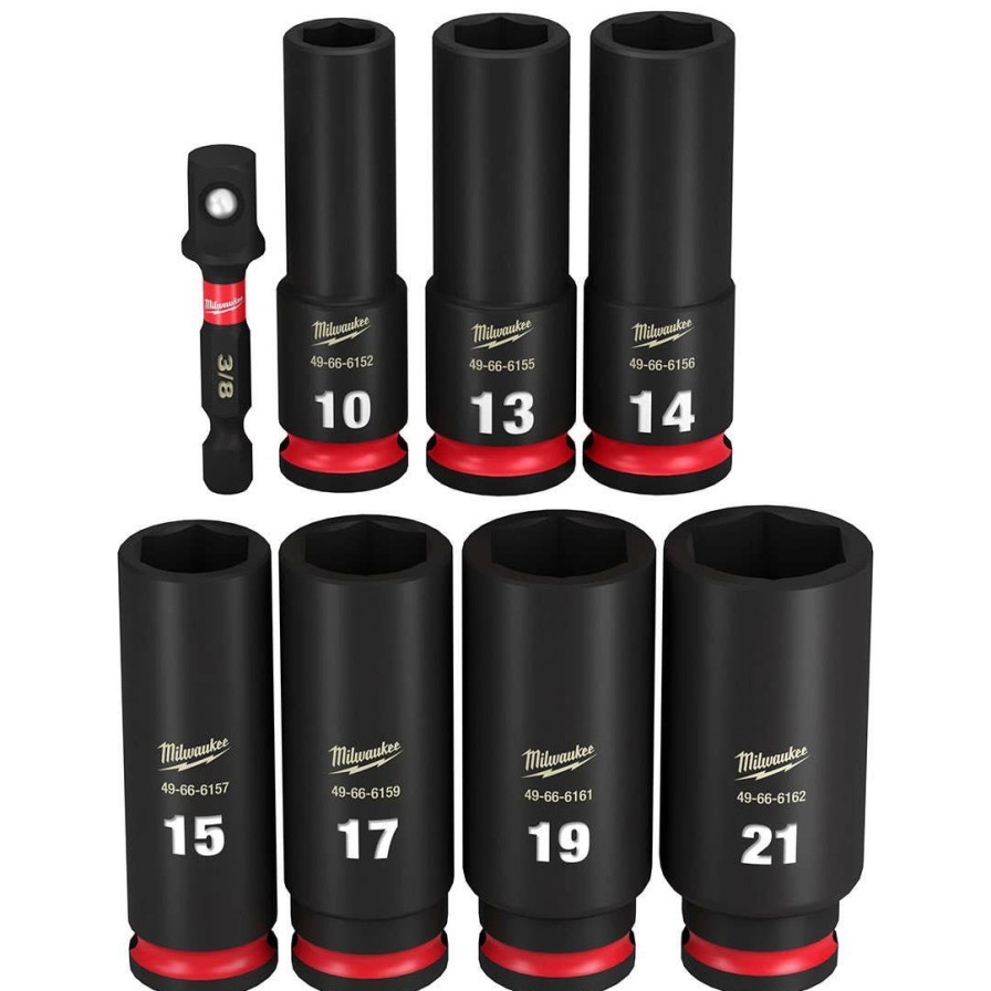 Accessories Milwaukee Tools | Milwaukee 8 Piece Shockwave Impact Duty 3/8" Drive Metric Deep 6 Point Socket Set 49-66-7021