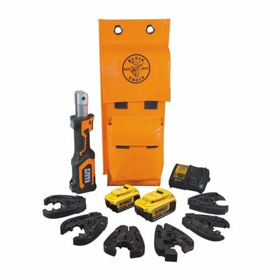 Power Tools Klein Tools | Klein 20V Dewalt Cordless Cable Cutter/Crimper Kit 4.0 Ah Battery Bat207T144H