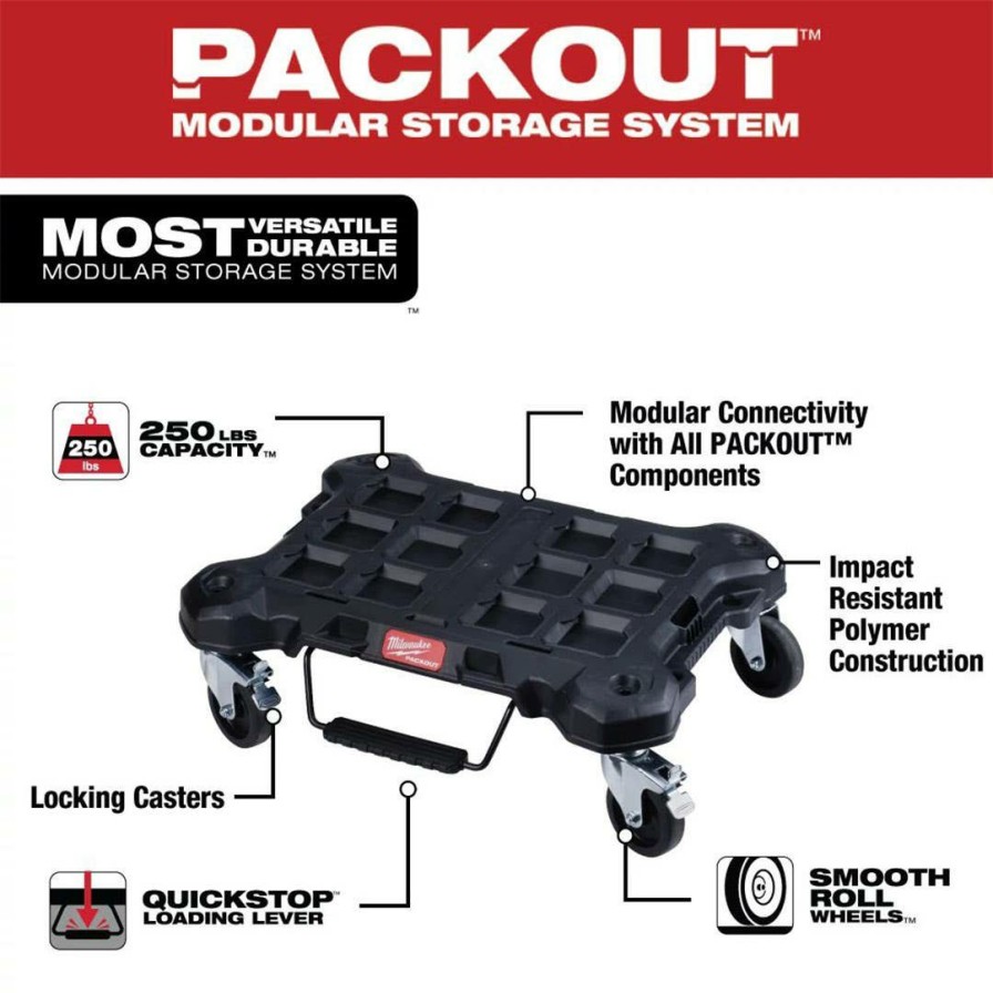 Hardware & Jobsite Supplies Milwaukee Tools | Milwaukee Packout Dolly Cart 48-22-8410