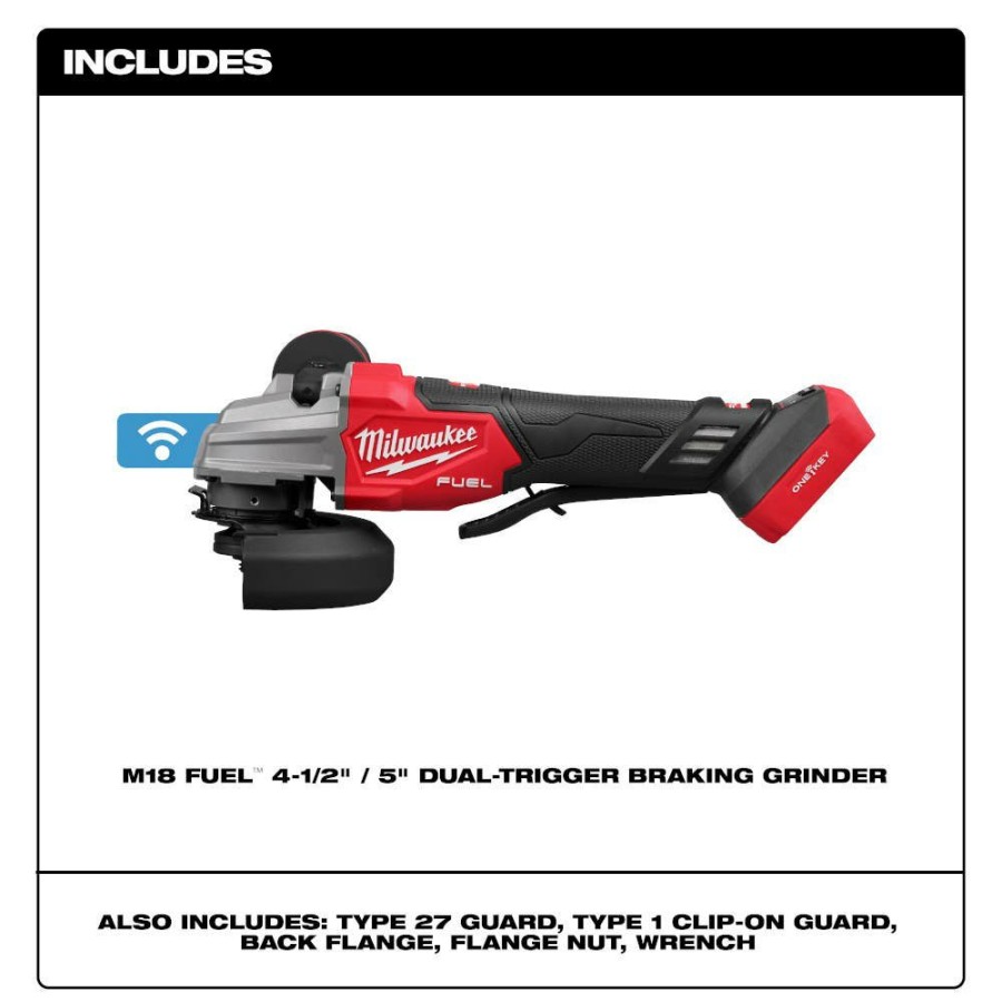 Power Tools Milwaukee Tools | Milwaukee M18 Fuel 4-1/2" / 5" Dual-Trigger Braking Grinder 2986-20