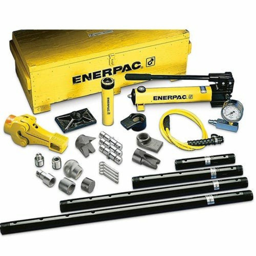 Power Tools Enerpac | Enerpac 5 Ton Hydraulic Cylinder & Hand Pump Set W/ 22 Cylinder Attachments Msfp10