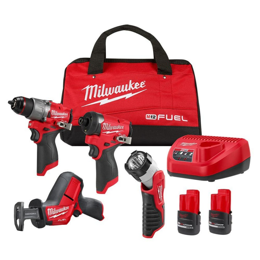 Power Tools Milwaukee Tools | Milwaukee M12 Fuel 4-Tool Combo Kit 3497-24