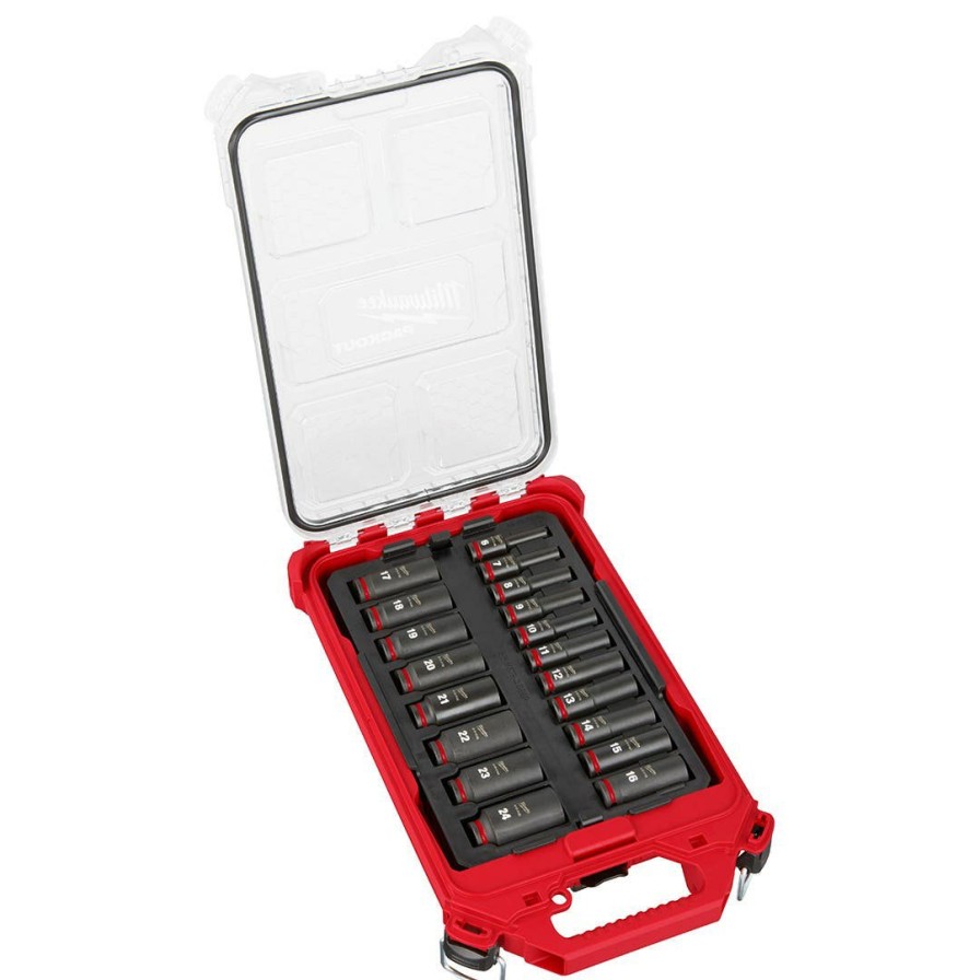 Accessories Milwaukee Tools | Milwaukee 19Pc. Shockwave Impact Duty 3/8" Drive Metric Packout Deep Socket Set 49-66-6801