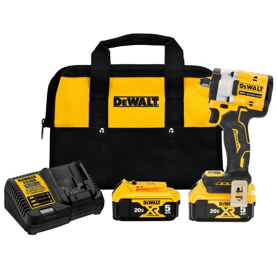 Power Tools DeWalt | Dewalt Atomic 20V Max 1/2" Cordless Impact Wrench 2 Battery Kit W/ Hog Ring Anvil Dcf921P2