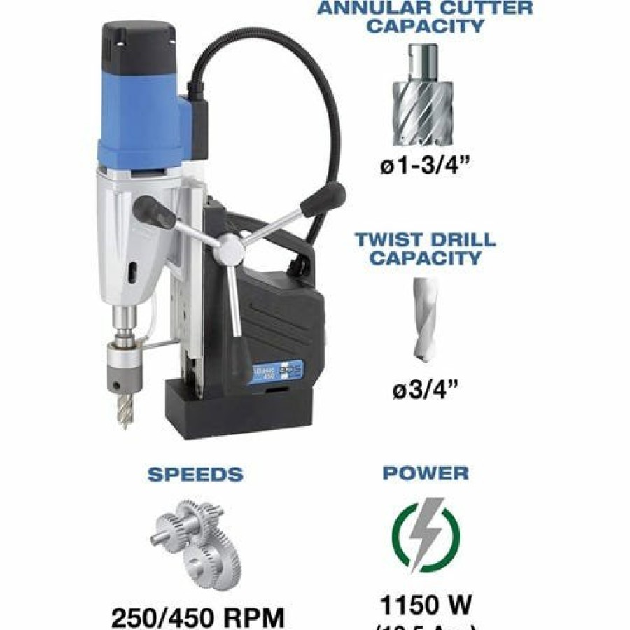 Power Tools CS Unitec | Cs Unitec 1-5/8" Two-Speed Portable Magnetic Drill Mabasic 450