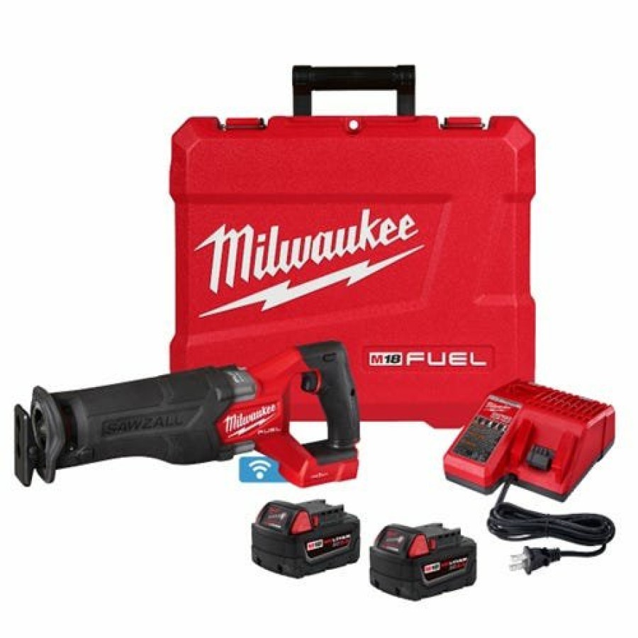 Power Tools Milwaukee Tools | Milwaukee M18 Fuel Sawzall Recip Saw With One Key - 1 Battery Xc5.0 Kit 2822-22