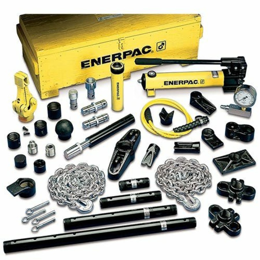 Power Tools Enerpac | Enerpac 5 Ton Hydraulic Cylinder & Hand Pump Set W/ 35 Cylinder Attachments Ms210