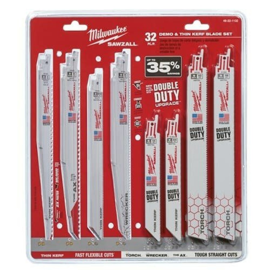 Accessories Milwaukee Tools | Milwaukee 32 Piece Mega Sawzall Blade Kit Bi-Metal Ax Torch Wrecker 49-22-1132