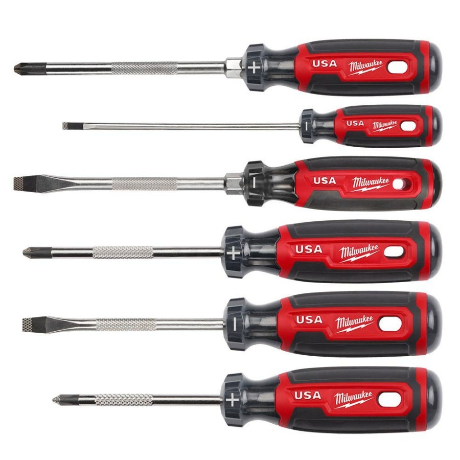 Hand Tools Milwaukee Tools | Milwaukee 6Pc Cushion Grip Screwdriver Set (Usa) Mt200-6