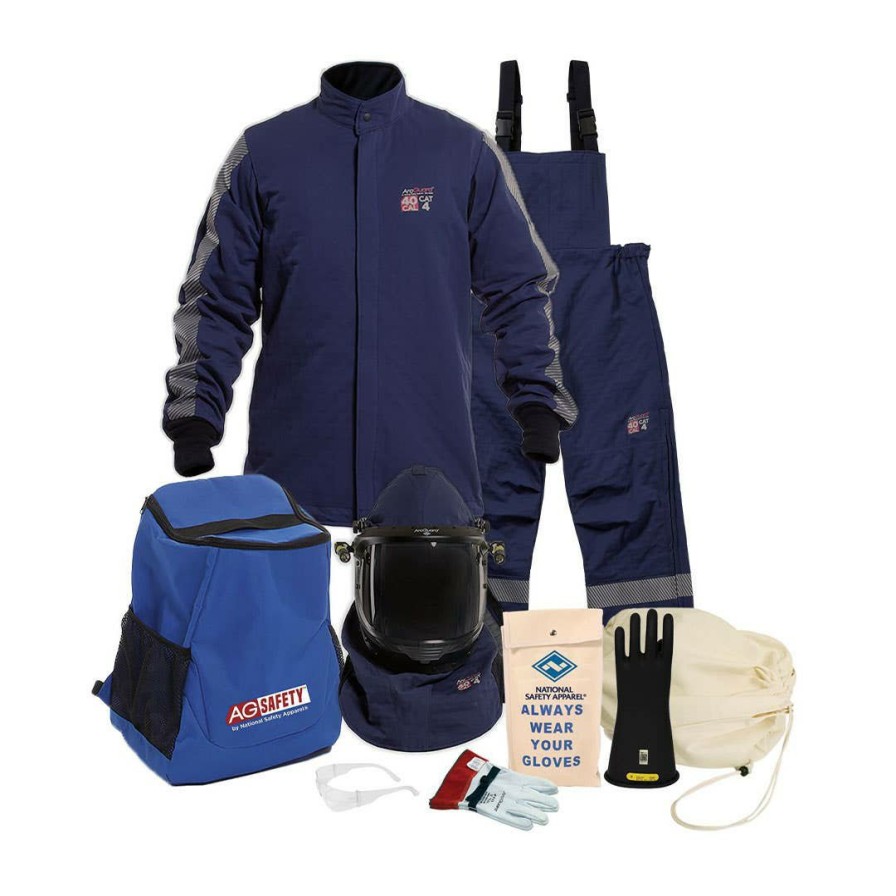 Safety & Work Wear Enespro | Enespro Arcguard Performance 40 Cal Jacket & Bib Kit W/ Lift Front Hood & Voltage Gloves (5X-10) Arc40Kit-5X10