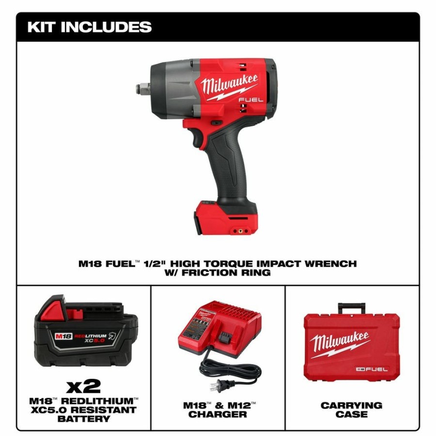 Power Tools Milwaukee Tools | Milwaukee M18 Fuel 1/2" High Torque Impact Wrench W/ Friction Ring Kit 2967-22