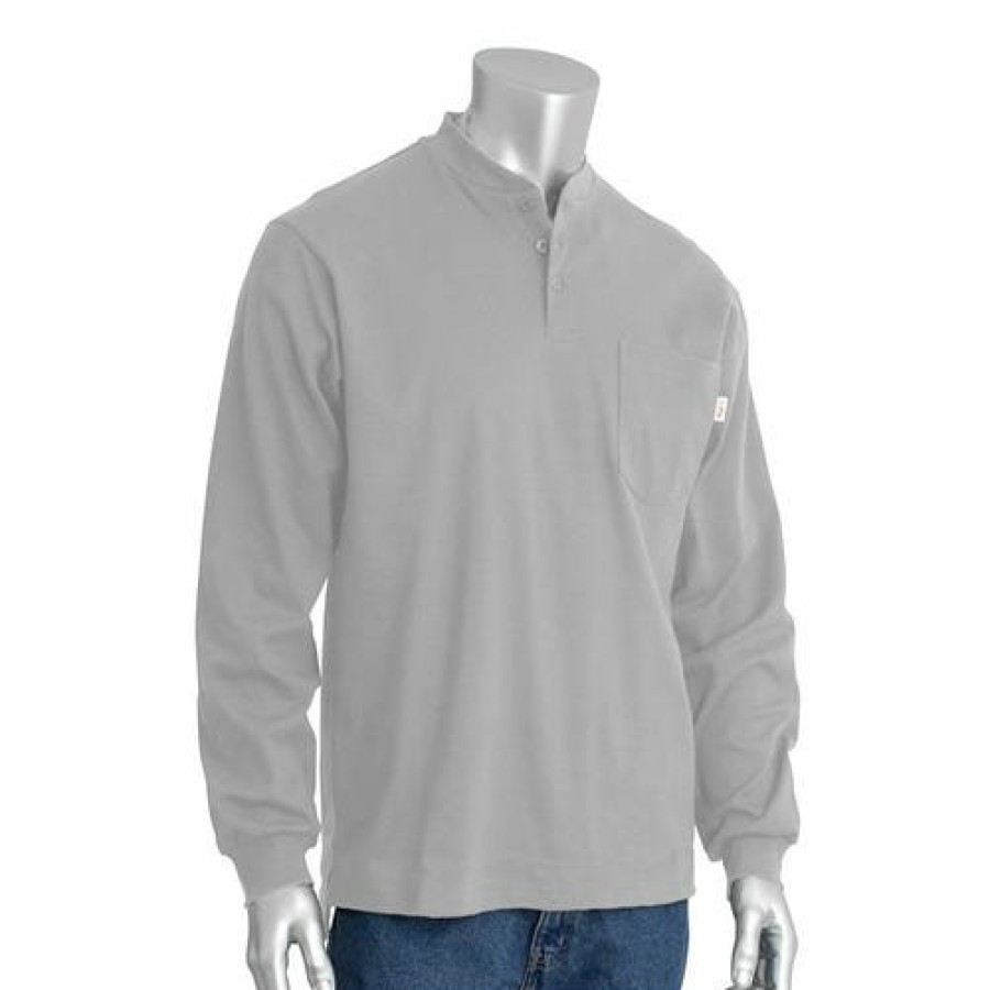 Safety & Work Wear PIP Safety / West Chester | Pip Ar/Fr Gray Long Sleeve Henley 385-Frhn-Lg 2X Pip385-Frhn-(Lg)