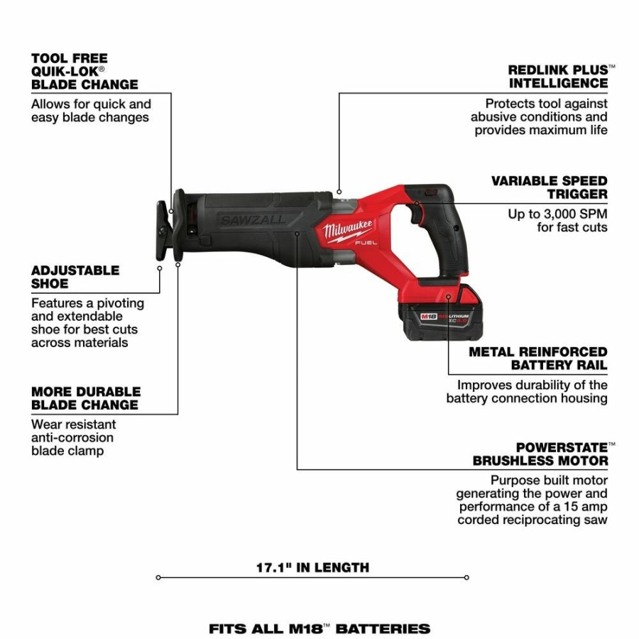 Power Tools Milwaukee Tools | Milwaukee M18 Fuel 5-Tool Combo Kit 3697-25