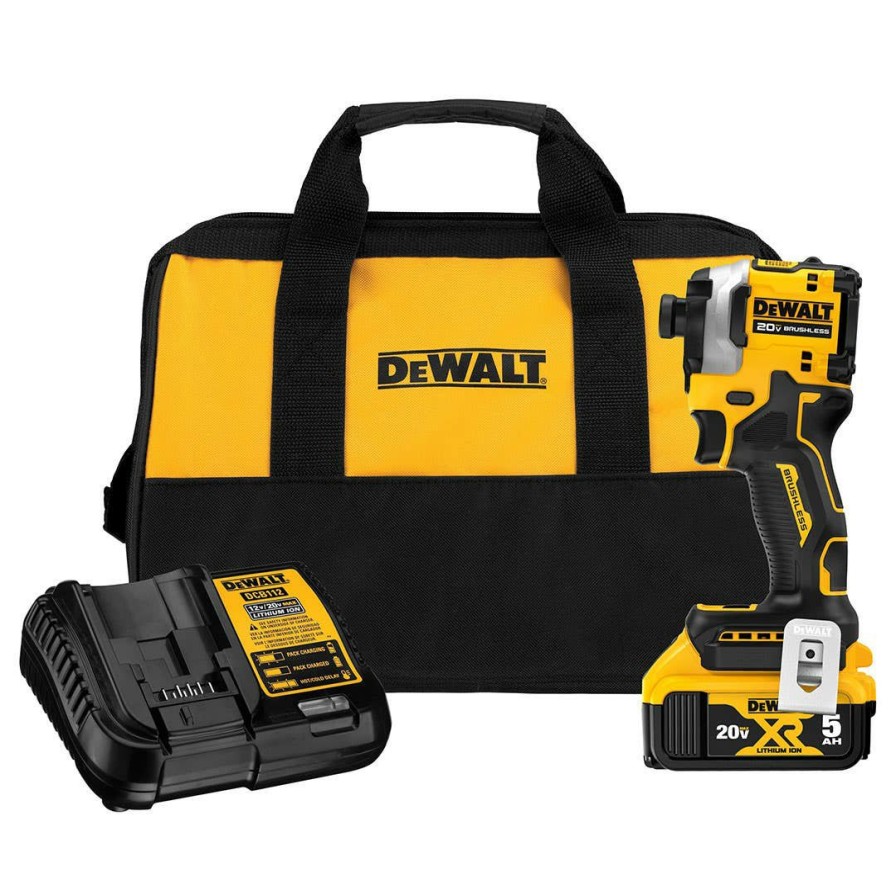 Power Tools DeWalt | Dewalt Atomic 20V Max 1/4" Brushless Cordless 3-Speed Impact Driver Kit Dcf850P1